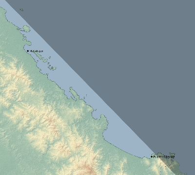 Map of the eclipse path across Panama on 09/25/1745