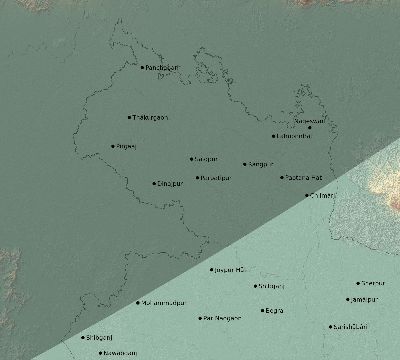 Map of the eclipse path across Bangladesh on 03/22/1746