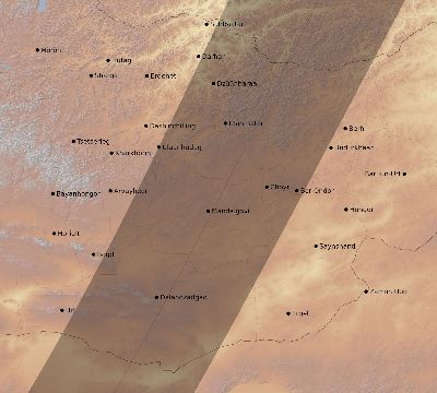 Map of the eclipse path across Mongolia on 03/22/1746