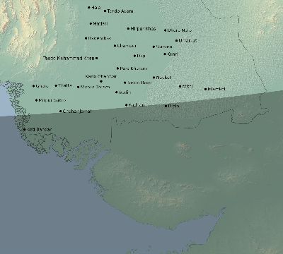 Map of the eclipse path across Pakistan on 03/22/1746