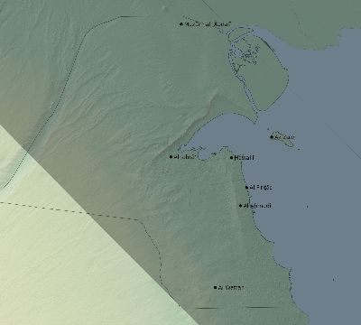 Map of the eclipse path across Kuwait on 07/25/1748