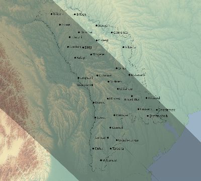 Map of the eclipse path across Moldova on 07/25/1748