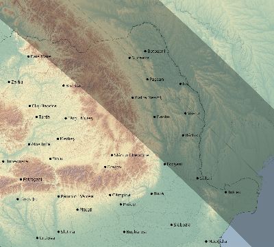 Map of the eclipse path across Romania on 07/25/1748