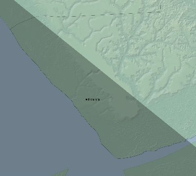Map of the eclipse path across DR Congo on 07/14/1749