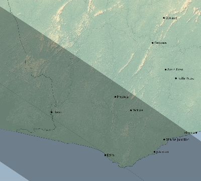 Map of the eclipse path across Ghana on 07/14/1749