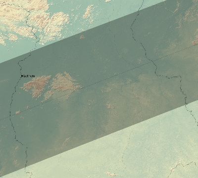 Map of the eclipse path across Guyana on 07/14/1749