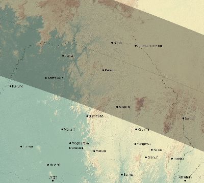 Map of the eclipse path across Sierra Leone on 07/14/1749