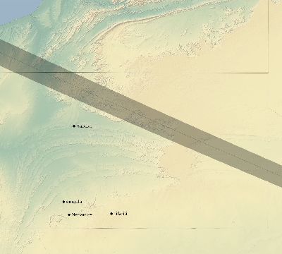 Map of the eclipse path across Western Sahara on 01/08/1750
