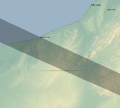 Map of the eclipse path across Morocco on 01/08/1750