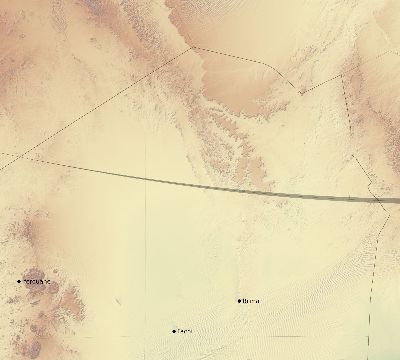 Map of the eclipse path across Niger on 01/08/1750