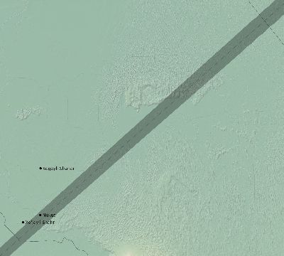 Map of the eclipse path across Uzbekistan on 01/08/1750