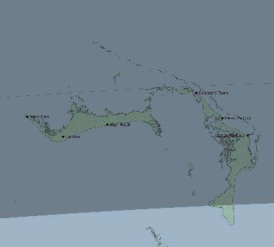 Map of the eclipse path across Bahamas on 05/13/1752