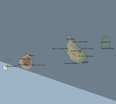Map of the eclipse path across Cape Verde on 05/13/1752