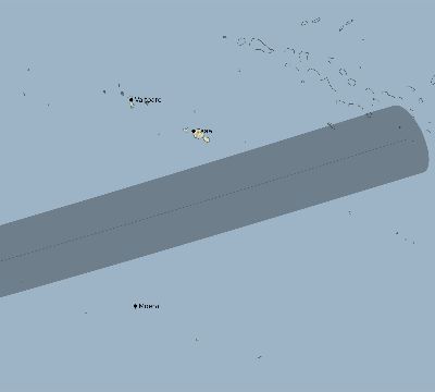 Map of the eclipse path across French Polynesia on 11/06/1752