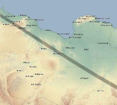 Map of the eclipse path across Libya on 10/26/1753