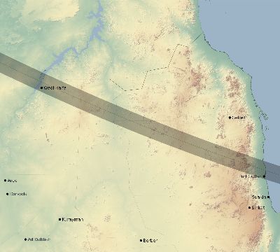Map of the eclipse path across Sudan on 10/26/1753