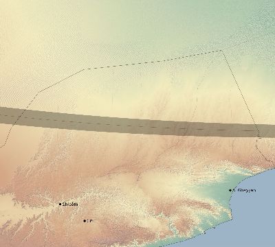 Map of the eclipse path across Yemen on 10/26/1753
