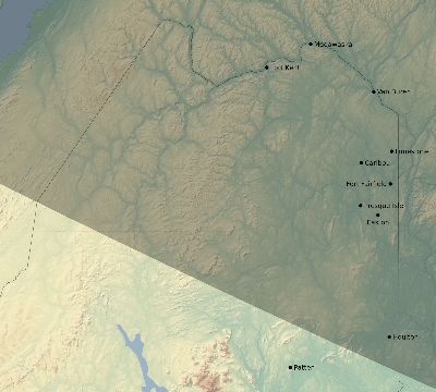 Map of the eclipse path across United States on 08/14/1757