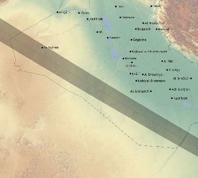 Map of the eclipse path across Iraq on 12/30/1758