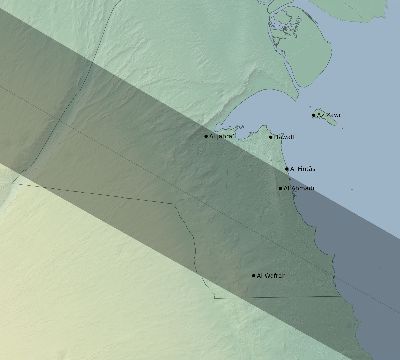 Map of the eclipse path across Kuwait on 12/30/1758
