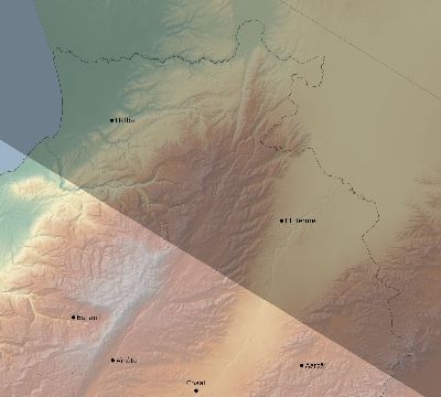Map of the eclipse path across Lebanon on 12/30/1758
