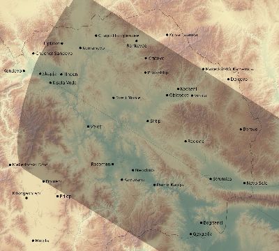 Map of the eclipse path across North Macedonia on 12/30/1758