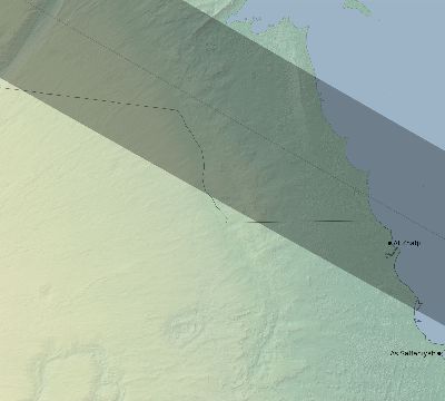 Map of the eclipse path across Saudi Arabia on 12/30/1758