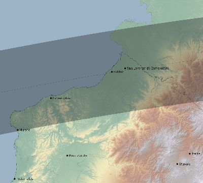 Map of the eclipse path across Ecuador on 06/24/1759