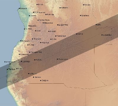 Map of the eclipse path across Angola on 12/19/1759