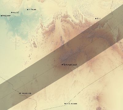 Map of the eclipse path across Algeria on 06/13/1760