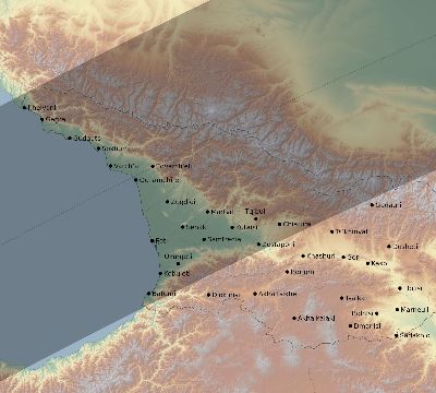 Map of the eclipse path across Georgia on 06/13/1760