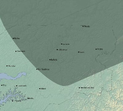 Map of the eclipse path across Guinea-Bissau on 06/13/1760