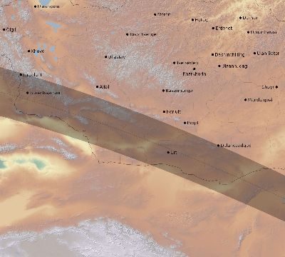 Map of the eclipse path across Mongolia on 06/13/1760