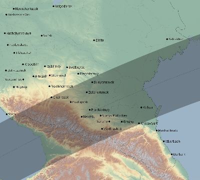 Map of the eclipse path across Russia on 06/13/1760