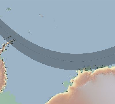 Map of the eclipse path across Antarctica on 12/07/1760