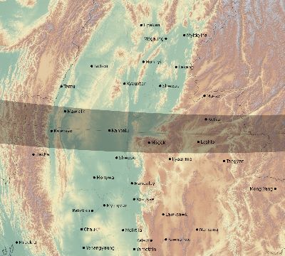 Map of the eclipse path across Myanmar on 10/17/1762