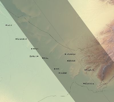 Map of the eclipse path across Turkmenistan on 10/17/1762