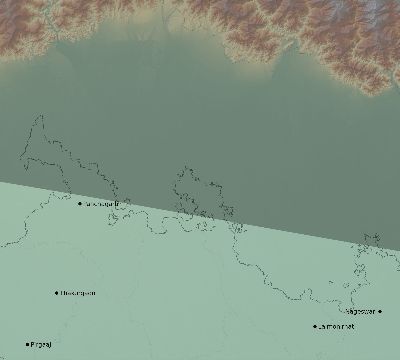 Map of the eclipse path across Bangladesh on 04/13/1763