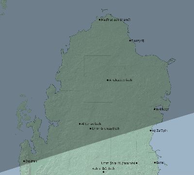 Map of the eclipse path across Qatar on 04/13/1763