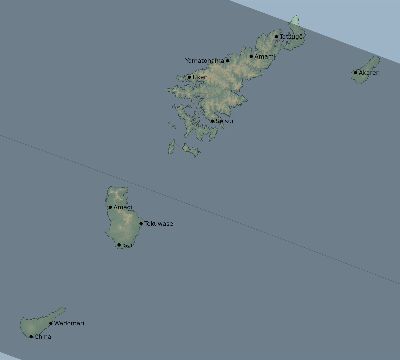 Map of the eclipse path across Japan on 10/07/1763