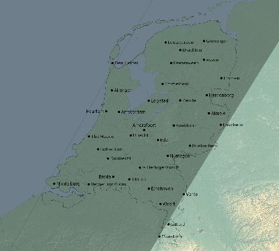 Map of the eclipse path across Netherlands on 04/01/1764