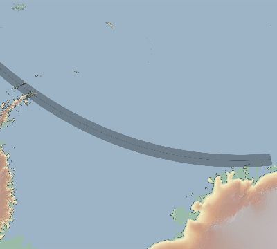 Map of the eclipse path across Antarctica on 09/25/1764