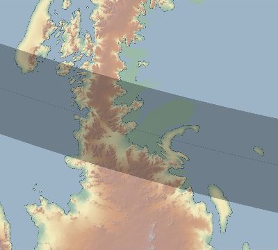 Map of the eclipse path across Antarctica on 02/09/1766