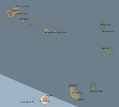 Map of the eclipse path across Cape Verde on 08/05/1766