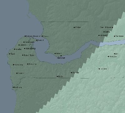 Map of the eclipse path across Gambia on 08/05/1766