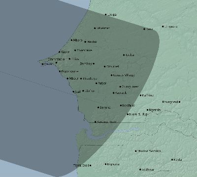 Map of the eclipse path across Senegal on 08/05/1766