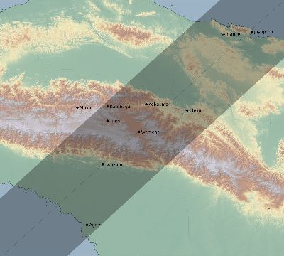 Map of the eclipse path across Indonesia on 01/30/1767