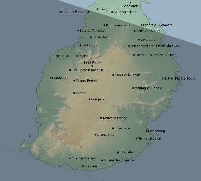 Map of the eclipse path across Mauritius on 01/30/1767