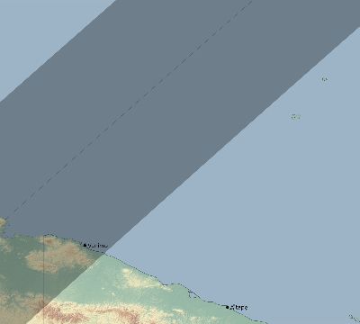 Map of the eclipse path across Papua New Guinea on 01/30/1767