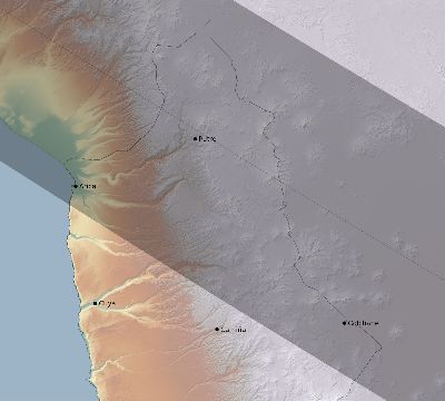Map of the eclipse path across Chile on 07/25/1767